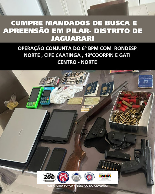 6º Batalhão cumpre mandados de busca e apreensão em Pilar- distrito de Jaguarari
