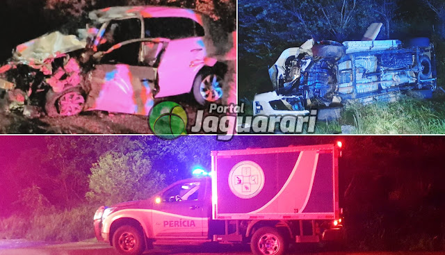 Carro capota após batida com caminhonete e duas pessoas morrem na BR 407, em Jaguarari