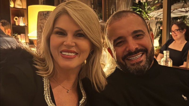 Em tratamento contra câncer, Val Marchiori aproveita noite romântica com marido