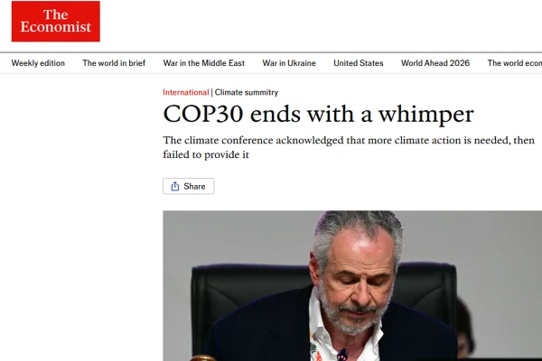 “Fracasso” e “caos”: fim da COP30 repercute na imprensa internacional