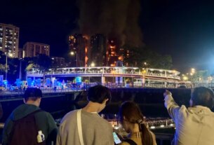 Imagens mostram incêndio em arranha-céus de Hong Kong