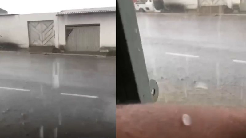 VÍDEO: Temporal provoca chuva de granizo e surpreende moradores de cidade baiana