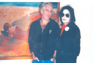 Imagem colorida de Michael Jackson com Epstein